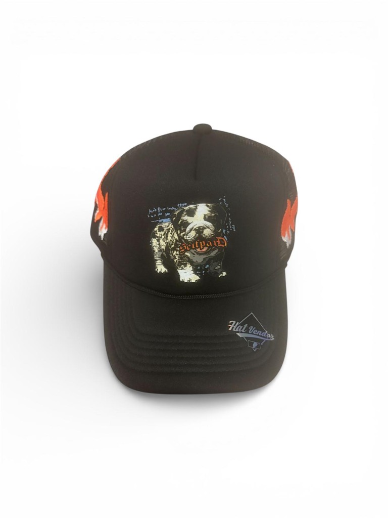 SELFPAID Bulldog Graphic Trucker Hat - Black/Red