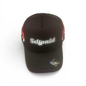 SELFPAID Script Trucker Hat - Black/Red